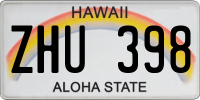 HI license plate ZHU398
