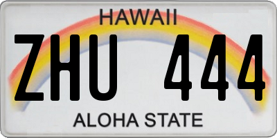 HI license plate ZHU444