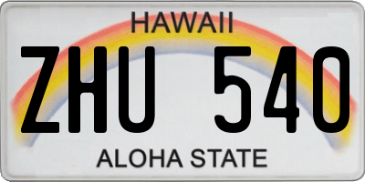 HI license plate ZHU540