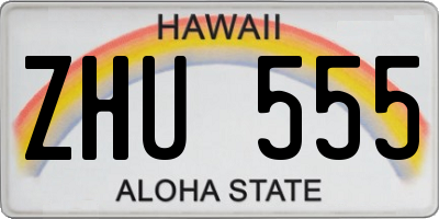 HI license plate ZHU555
