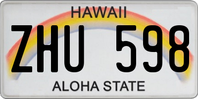 HI license plate ZHU598