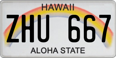 HI license plate ZHU667