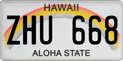 HI license plate ZHU668