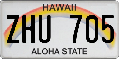 HI license plate ZHU705