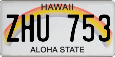 HI license plate ZHU753