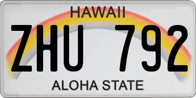 HI license plate ZHU792