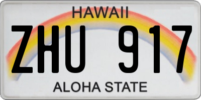 HI license plate ZHU917
