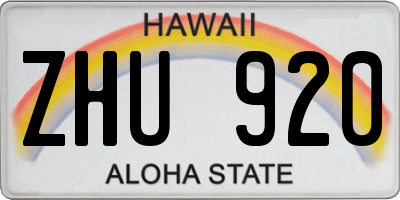 HI license plate ZHU920