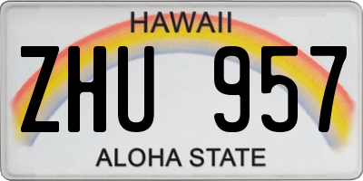 HI license plate ZHU957