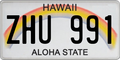 HI license plate ZHU991