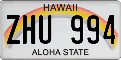 HI license plate ZHU994