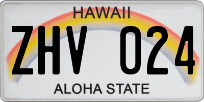 HI license plate ZHV024