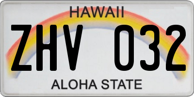 HI license plate ZHV032