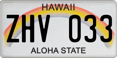 HI license plate ZHV033