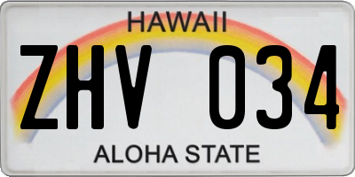 HI license plate ZHV034