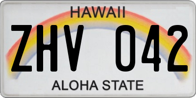 HI license plate ZHV042