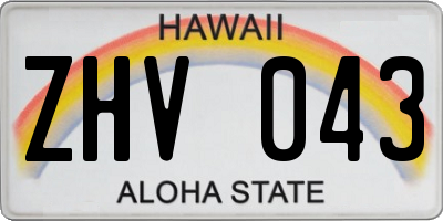 HI license plate ZHV043
