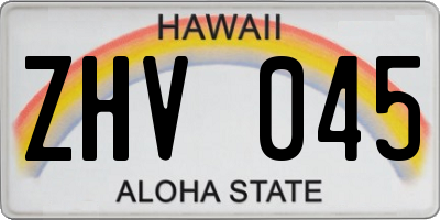 HI license plate ZHV045