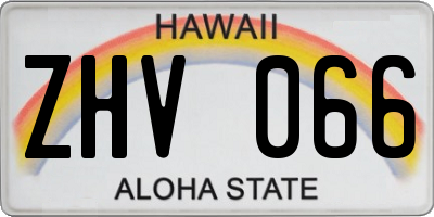 HI license plate ZHV066