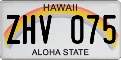HI license plate ZHV075