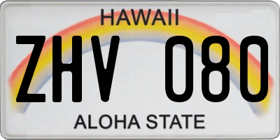 HI license plate ZHV080