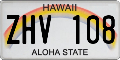 HI license plate ZHV108