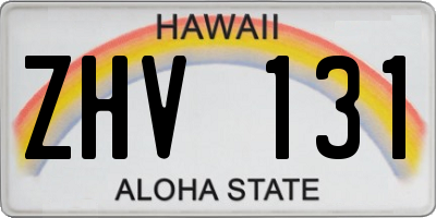 HI license plate ZHV131