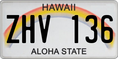 HI license plate ZHV136