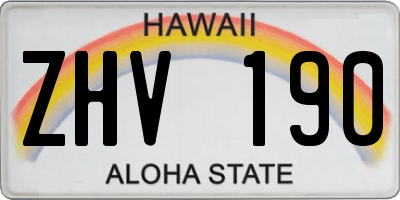 HI license plate ZHV190