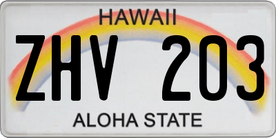 HI license plate ZHV203
