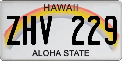 HI license plate ZHV229