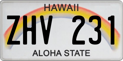 HI license plate ZHV231