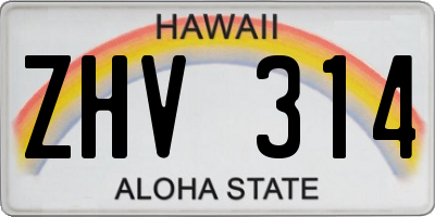 HI license plate ZHV314