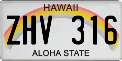 HI license plate ZHV316
