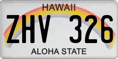HI license plate ZHV326