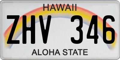 HI license plate ZHV346