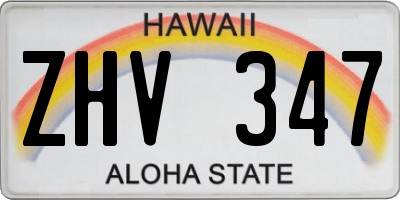 HI license plate ZHV347