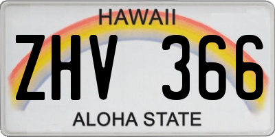 HI license plate ZHV366