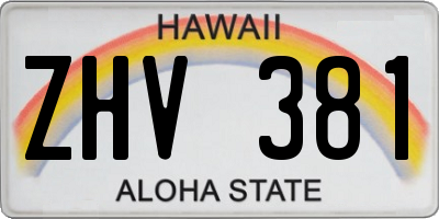 HI license plate ZHV381