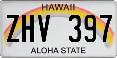 HI license plate ZHV397