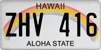 HI license plate ZHV416