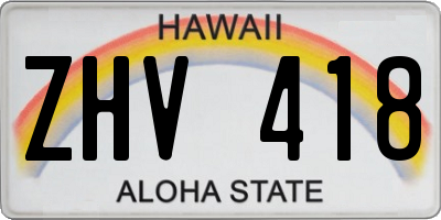 HI license plate ZHV418