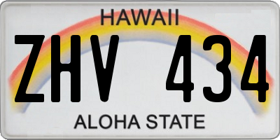 HI license plate ZHV434