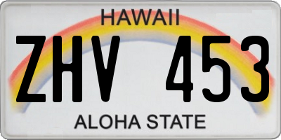 HI license plate ZHV453