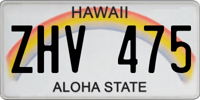 HI license plate ZHV475
