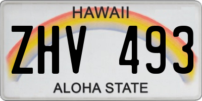 HI license plate ZHV493