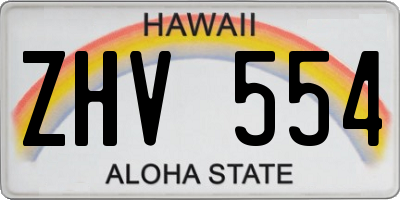 HI license plate ZHV554