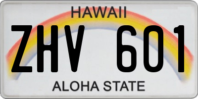 HI license plate ZHV601