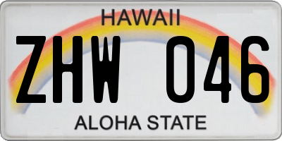 HI license plate ZHW046