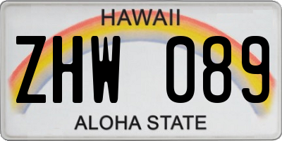HI license plate ZHW089